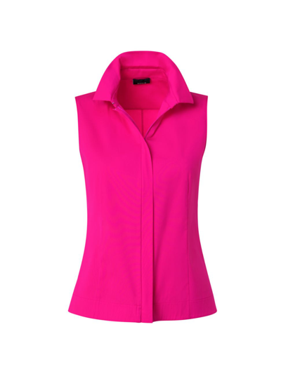 Shop Akris Women's Sleeveless Poplin Button-up Shirt In Magenta