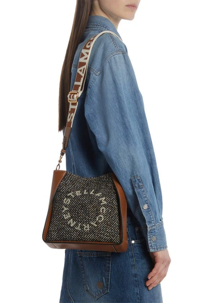 Shop Stella Mccartney Mini Faux Leather Crossbody Bag In Black/ Pecan
