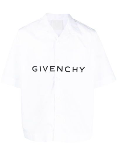 Shop Givenchy Logo Cotton Shirt In White