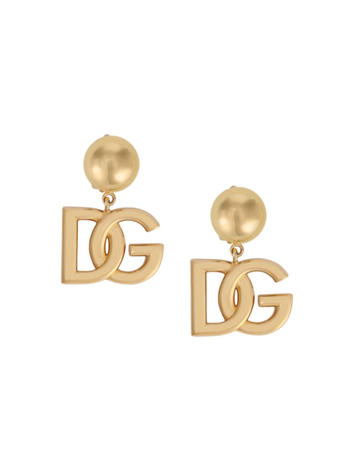 Shop Dolce & Gabbana Women's Goldtone & Glass Cabochon Monogram Clip-on Drop Earrings