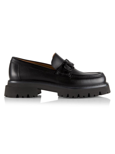 Shop Ferragamo Men's Florian Leather Lug-sole Platform Loafers In Nero New Biscotto