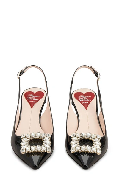 Roger Vivier Virgule 55 Slingback Pumps In Patent Leather In Black