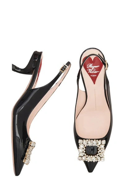 Roger Vivier Virgule 55 Slingback Pumps In Patent Leather In Black