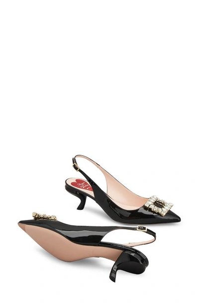 Roger Vivier Virgule 55 Slingback Pumps In Patent Leather In Black