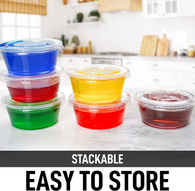 Zulay Kitchen 200 Cups Clear Jello Shot Cups With Lids 3.25oz In Multi
