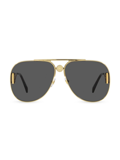 Shop Versace Men's Ve2255 63mm Pilot Sunglasses In Gold Black