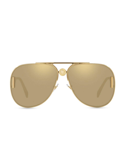 Shop Versace Men's Ve2255 63mm Pilot Sunglasses In Gold