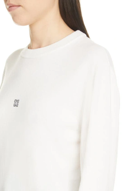 Shop Givenchy Intarsia Logo Wool & Cashmere Sweater In White/ Black