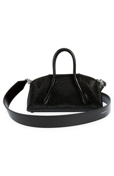 Shop Givenchy Mini Antigona Stretch Crystal Embellished Handbag In Black
