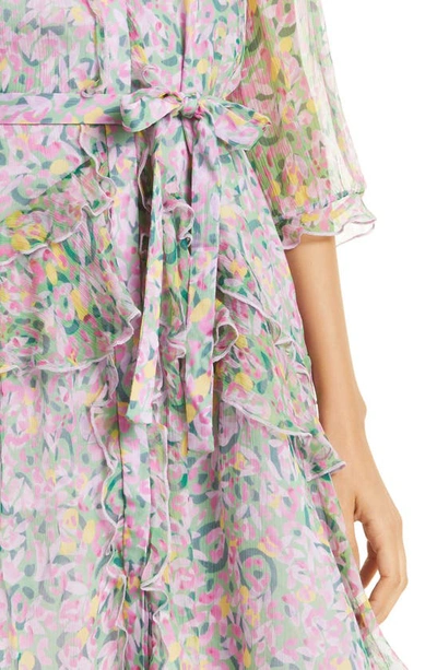 Shop Saloni Tilly Ruffle Silk Dress In Passionfruit