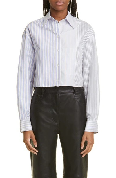 Shop Stella Mccartney Mixed Stripe Cotton Poplin Crop Shirt In 8485 Multicolor 8485
