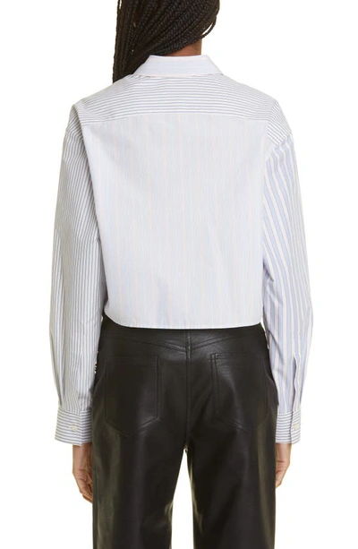Shop Stella Mccartney Mixed Stripe Cotton Poplin Crop Shirt In 8485 Multicolor 8485