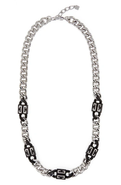 Shop Givenchy 4g Station Necklace In Black/ Silvery