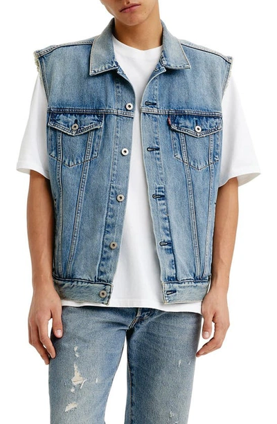 Shop Levi's Relaxed Fit Denim Trucket Vest In Kentucky Blue Vest