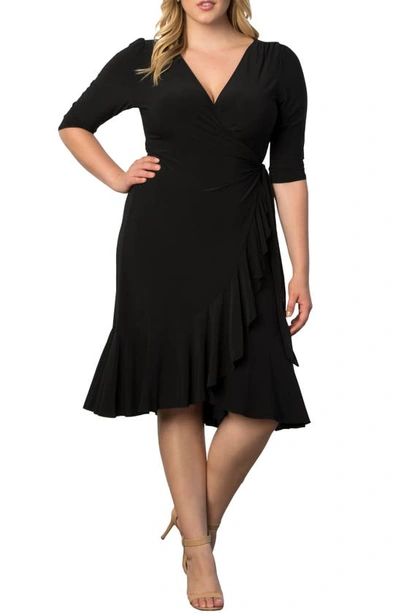 Shop Kiyonna Whimsy Wrap Dress In Black Noir