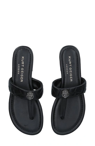 Kurt Geiger Leather Kensington T-bar Sandals In Black