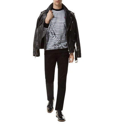 Shop Mcq By Alexander Mcqueen Swallow Badge Stripe Sweatshirt