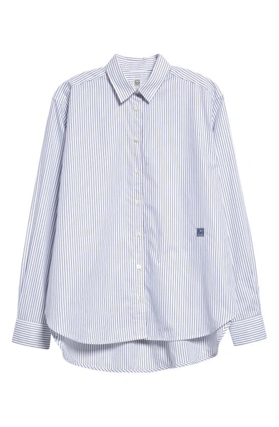 Shop Totême Signature Stripe Button-up Shirt In Navy Stripe