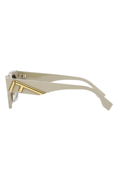 Shop Fendi The  First Rectangular Sunglasses In Ivory / Gradient Smoke