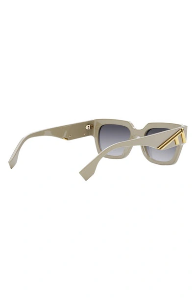 Shop Fendi The  First Rectangular Sunglasses In Ivory / Gradient Smoke