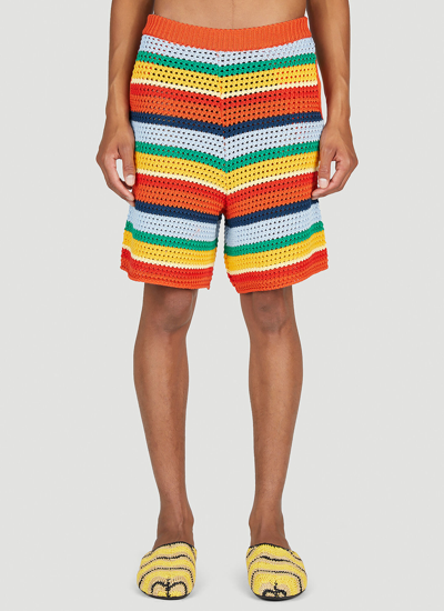 Shop Marni X No Vacancy Stripe Knit Shorts In Multicolour