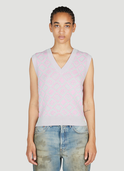 Shop Acne Studios Diamond Jacquard Sleeveless Sweater In Lilac