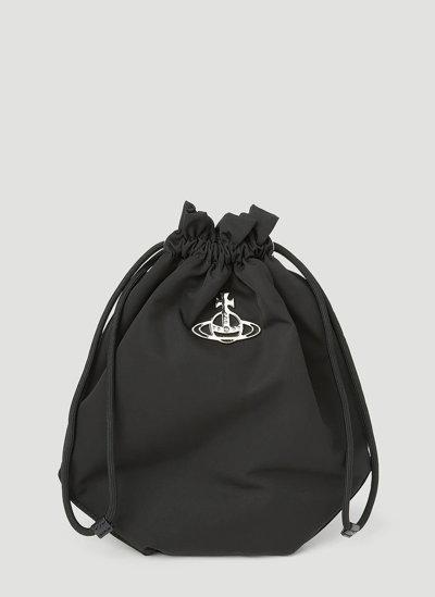 Shop Vivienne Westwood Re Nylon Drawstring Pouch Bag In Black