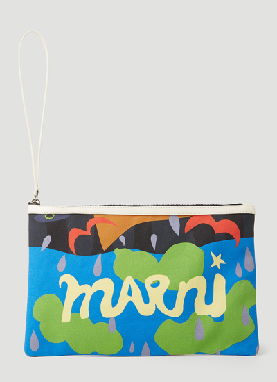 Shop Marni X No Vacancy Graphic Print Pouch In Multicolour