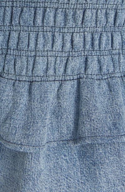 Shop Isabel Marant Étoile Dorela Smocked Denim Miniskirt In Light Blue