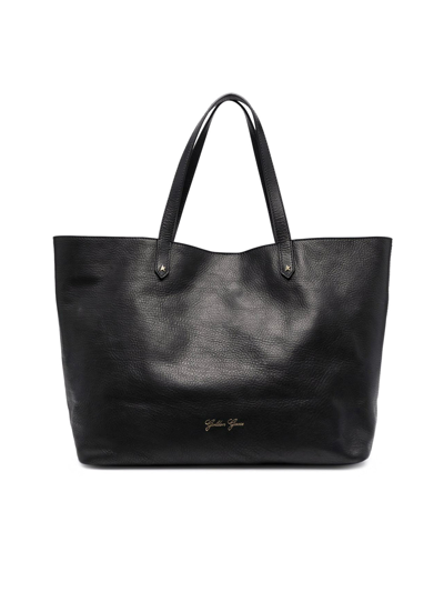 Shop Golden Goose Leather Shopping Bag In Black