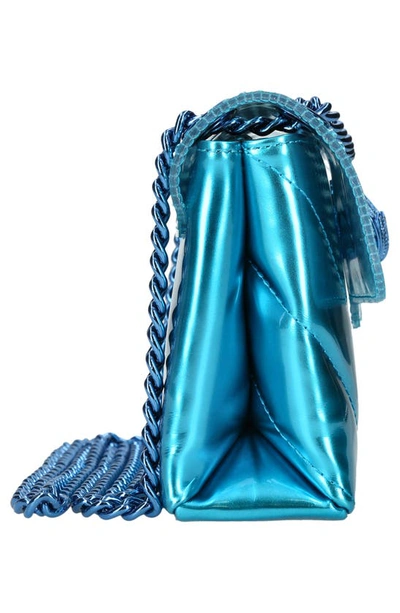 Kurt Geiger Mini Metallic Leather Kensington Crossbody In Medium Blue