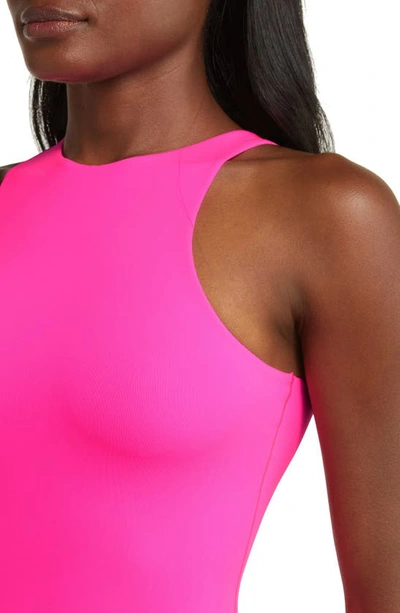 Shop Skims Fits Everybody High Neck Bodysuit In Neon Pink