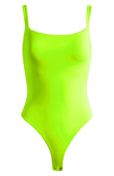 Shop Skims Fits Everybody Square Neck Bodysuit In Green Highlighter
