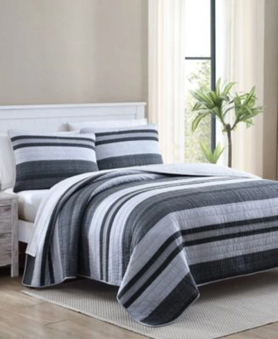 Shop Nautica Ardmoore Grey Cotton Reversible Quilt Set Bedding In Gray
