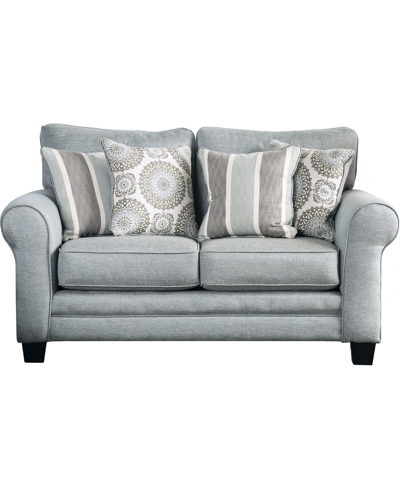 Shop Furniture Of America Karleigh Rolled Arm Loveseat In Blue