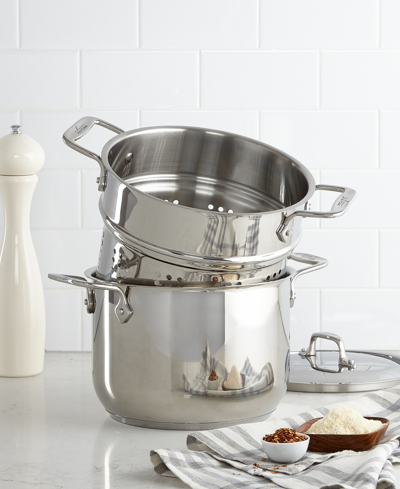 Shop All-clad Stainless Steel 6 Qt. Covered Multi-pot With Pasta Insert In Silver