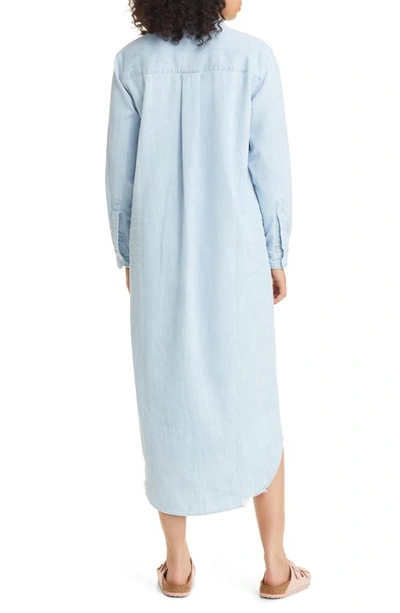 Shop Frank & Eileen Rory Long Sleeve Cotton Shirtdress In Classic Blue Tattered Wash