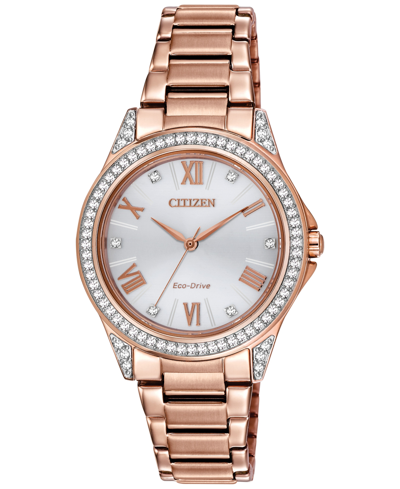 Shop Citizen Drive From  Eco-drive Women's Rose Gold-tone Stainless Steel Bracelet Watch 34mm