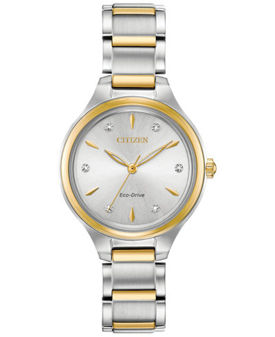 Shop Citizen Eco-drive Women's Corso Diamond-accent Two-tone Stainless Steel Bracelet Watch 29mm In White