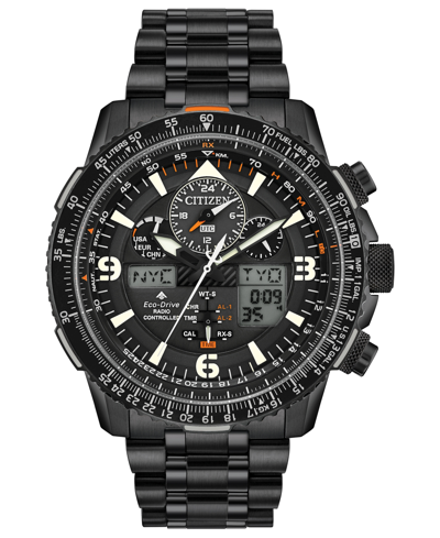 Shop Citizen Eco-drive Men's Analog-digital Promaster Skyhawk A-t Black Stainless Steel Bracelet Watch 46mm In White