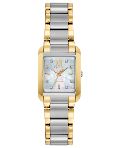 Shop Citizen Eco-drive Women's Bianca Diamond-accent Two-tone Stainless Steel Bracelet Watch 22mm In White