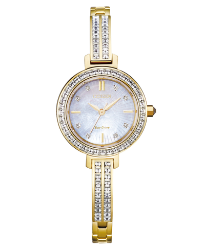 Shop Citizen Eco-drive Women's Gold-tone Stainless Steel & Crystal Bangle Bracelet Watch 25mm