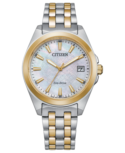Shop Citizen Eco-drive Women's Corso Two-tone Stainless Steel Bracelet Watch 33mm