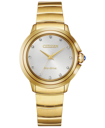 Shop Citizen Eco-drive Women's Ceci Diamond Accent Gold-tone Stainless Steel Bracelet Watch 32mm