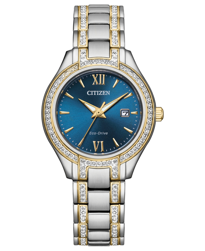 Shop Citizen Eco-drive Women's Silhouette Crystal Two-tone Stainless Steel Bracelet Watch 30mm