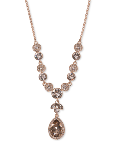 Shop Givenchy Multi-crystal Y-neck Necklace In Gold