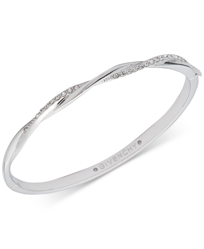 Shop Givenchy Pave Twist Bangle Bracelet In Silver