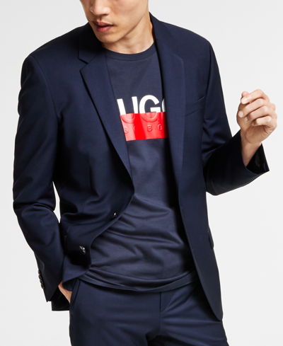 Shop Hugo Boss Men's Slim-fit Superflex Stretch Solid Suit Jacket In Blue