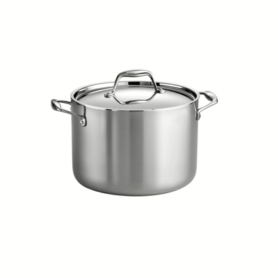 Shop Tramontina Gourmet Tri-ply Clad 8 Qt Covered Stock Pot In Silver