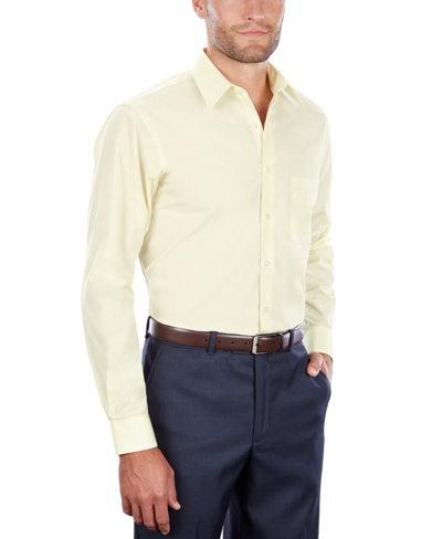 Shop Van Heusen Men's Classic-fit Poplin Dress Shirt In Yellow